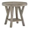 Graywash Round Reclaimed Pine Accent Table