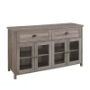 Graywash Rustic Glass Front Sideboard