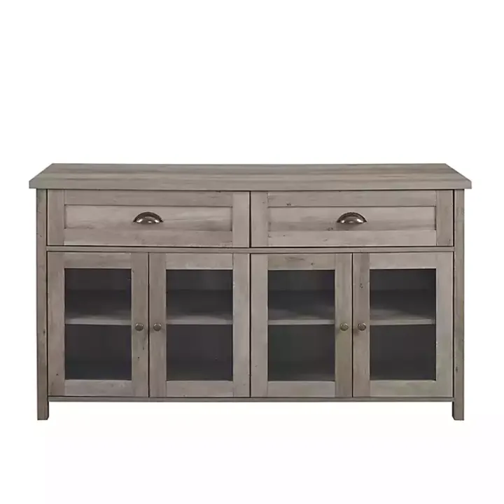 Graywash Rustic Glass Front Sideboard
