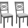 Graywash Wood X-Back Dining Chairs, Set of 2
