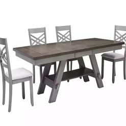 Graywash Wood X-Back Dining Chairs, Set of 2