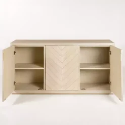 Graywashed Wood Herringbone Sideboard