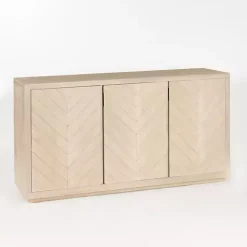 Graywashed Wood Herringbone Sideboard