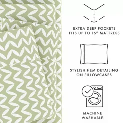 Green and White Chevron 3-pc. Twin Sheet Set