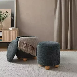 Green Bacci Nesting Ottomans, Set of 2