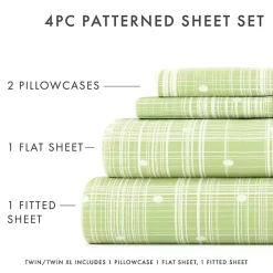 Green Plaid Polka Dot 3-pc. Twin Sheet Set