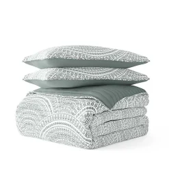 Green Scalloped Reversible 2-pc. Twin Quilt Set