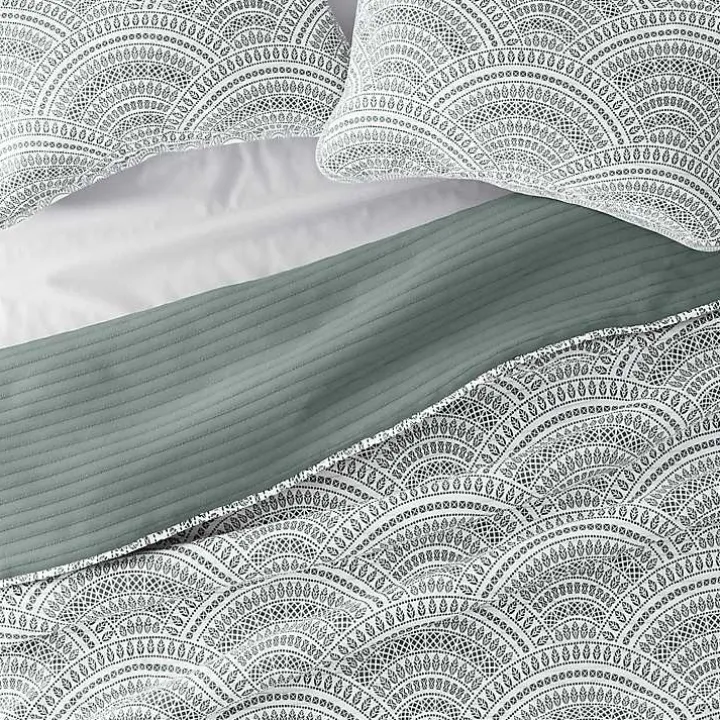 Green Scalloped Reversible 2-pc. Twin Quilt Set