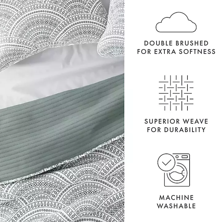 Green Scalloped Reversible 2-pc. Twin Quilt Set