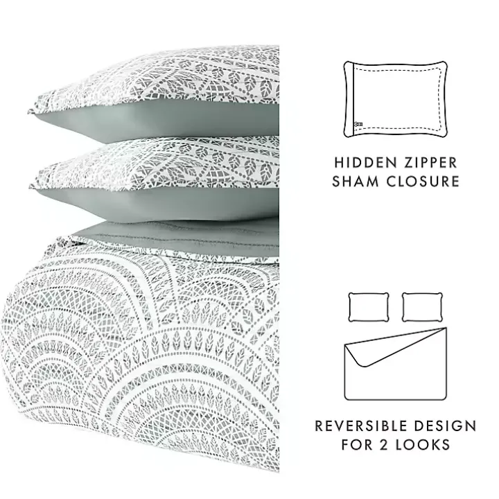 Green Scalloped Reversible 2-pc. Twin Quilt Set