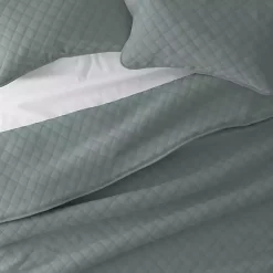 Green Stitched Diamond 3-pc. King Quilt Set