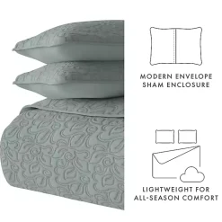 Green Stitched Floral 2-pc. Twin Quilt Set