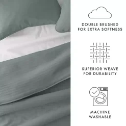 Green Stitched Stripes 2-pc. Twin Quilt Set