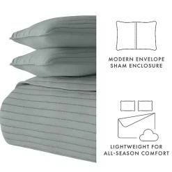 Green Stitched Stripes 2-pc. Twin Quilt Set