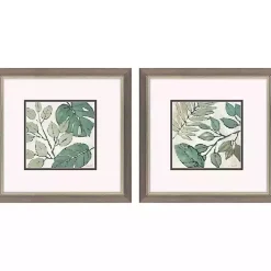 Green Summer Leaves Framed Art Prints, Set of 2
