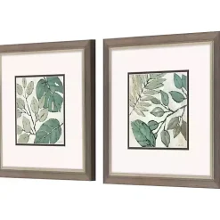 Green Summer Leaves Framed Art Prints, Set of 2