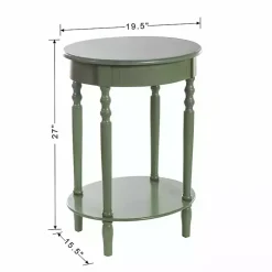 Green Wood Oval Emily Accent Table