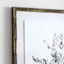Greige Leaves II Bamboo Frame Art Print