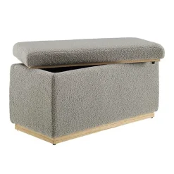 Greige Sherpa & Pine Rectangle Storage Ottoman