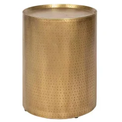 Hammered Brass Barrel Accent Table