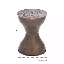 Hammered Bronze Iron Hourglass Accent Table