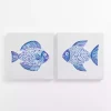 Happy Blue Fish Canvas Art Prints, Set of 2