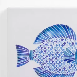 Happy Blue Fish Canvas Art Prints, Set of 2