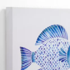 Happy Blue Fish Canvas Art Prints, Set of 2