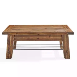 Honey Acacia Wood Coffee Table with Metal Bars