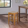 Honey Wood and Woven Rush Counter Stool