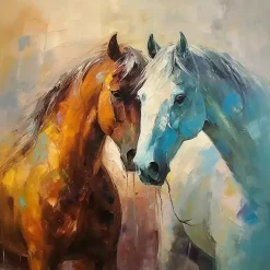 Horse Couple Framed Canvas Art Print