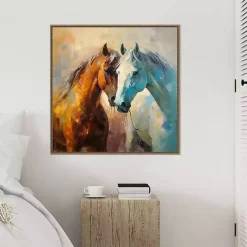 Horse Couple Framed Canvas Art Print