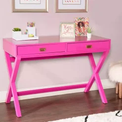 Hot Pink Wood 2-Drawer Peggy Desk