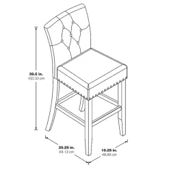 Indigo Tufted Nailhead Counter Stools, Set of 2