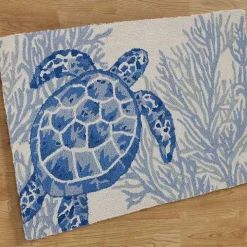 Indigo Turtle Hooked Wool Accent Rug