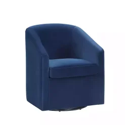 Indigo Velvet Swivel Barrel Accent Chair