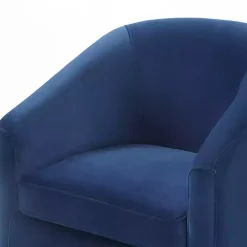 Indigo Velvet Swivel Barrel Accent Chair