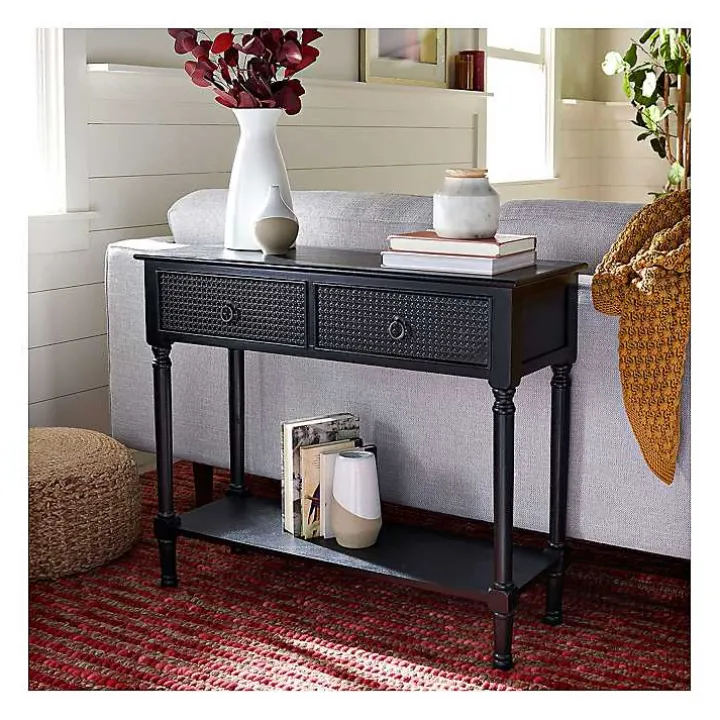 Irma Black Textured Drawers Console Table