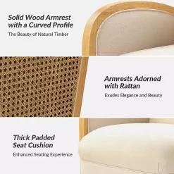 Ivory & Natural Rattan Swivel Accent Chair