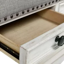 Ivory and Gray Upholstered Square Coffee Table