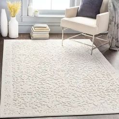Ivory Botanical Bohemian Area Rug, 8x10