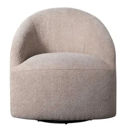 Ivory Boucle Barrel Swivel Accent Chair