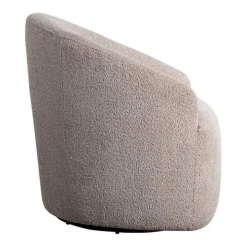 Ivory Boucle Barrel Swivel Accent Chair