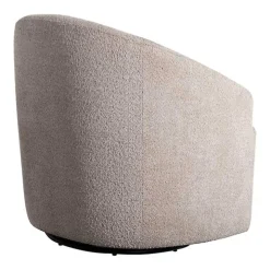 Ivory Boucle Barrel Swivel Accent Chair