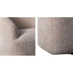 Ivory Boucle Barrel Swivel Accent Chair