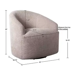Ivory Boucle Barrel Swivel Accent Chair