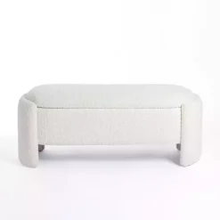 Ivory Boucle Storage Bench