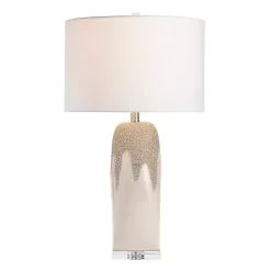 Ivory Ceramic Textured Base Table Lamp