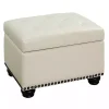 Ivory Faux Leather Jessy Storage Ottoman