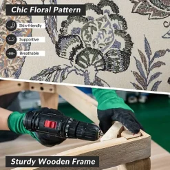 Ivory Floral Brocade Wingback Ella Armchair